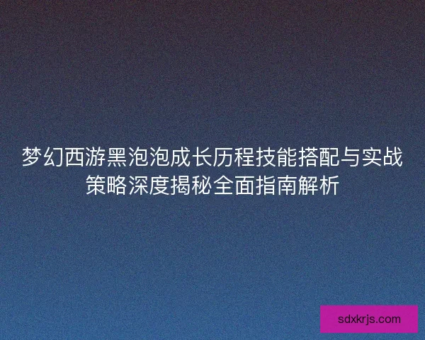 梦幻西游黑泡泡成长历程技能搭配与实战策略深度揭秘全面指南解析