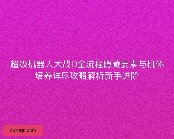 超级机器人大战D全流程隐藏要素与机体培养详尽攻略解析新手进阶