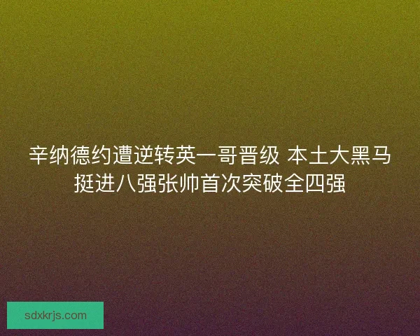 辛纳德约遭逆转英一哥晋级 本土大黑马挺进八强张帅首次突破全四强