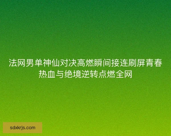 法网男单神仙对决高燃瞬间接连刷屏青春热血与绝境逆转点燃全网